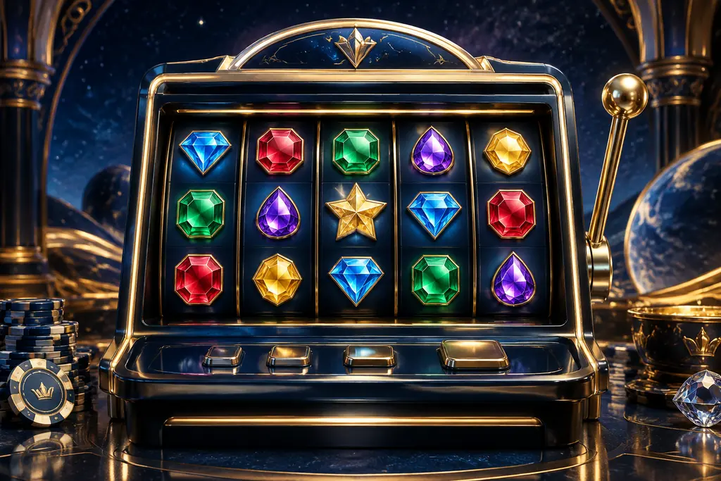 Kabinet slot bertema permata dengan susunan lima kolom